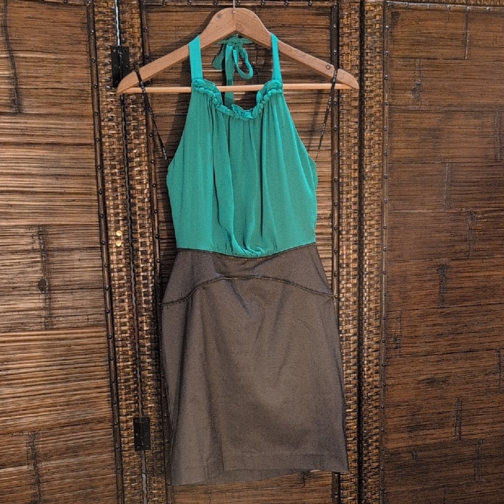 Ark & Co Turquoise and Charcoal Mini Dress